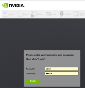 NVIDIA Onyx Management Console　ログイン