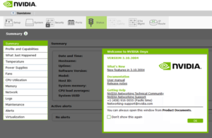 NVIDIA Onyx Management Console　ログイン後画面